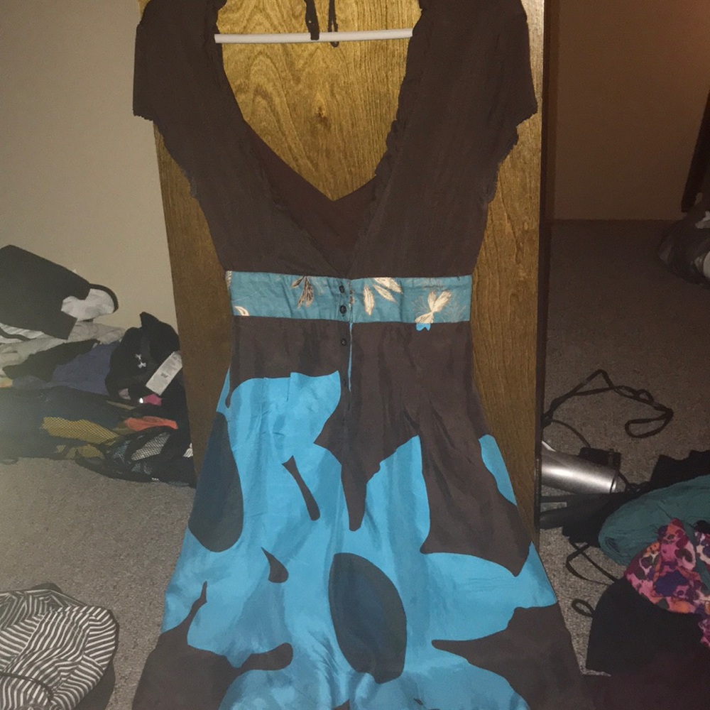 Free People brown and blue flowered dress